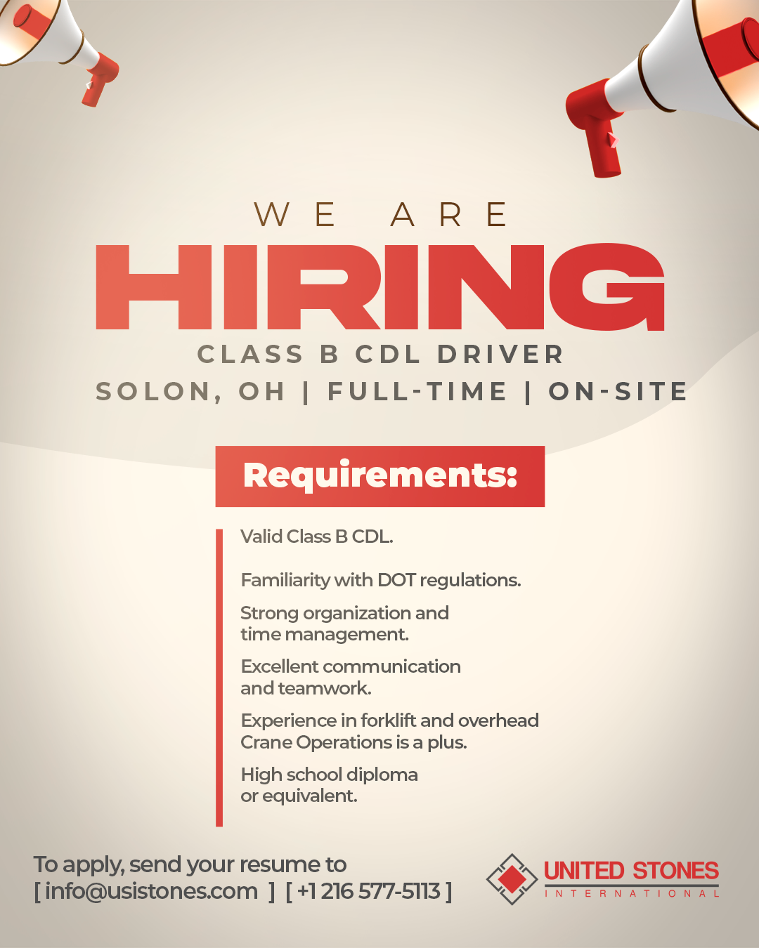 USI - FEED We Are Hiring Driver.